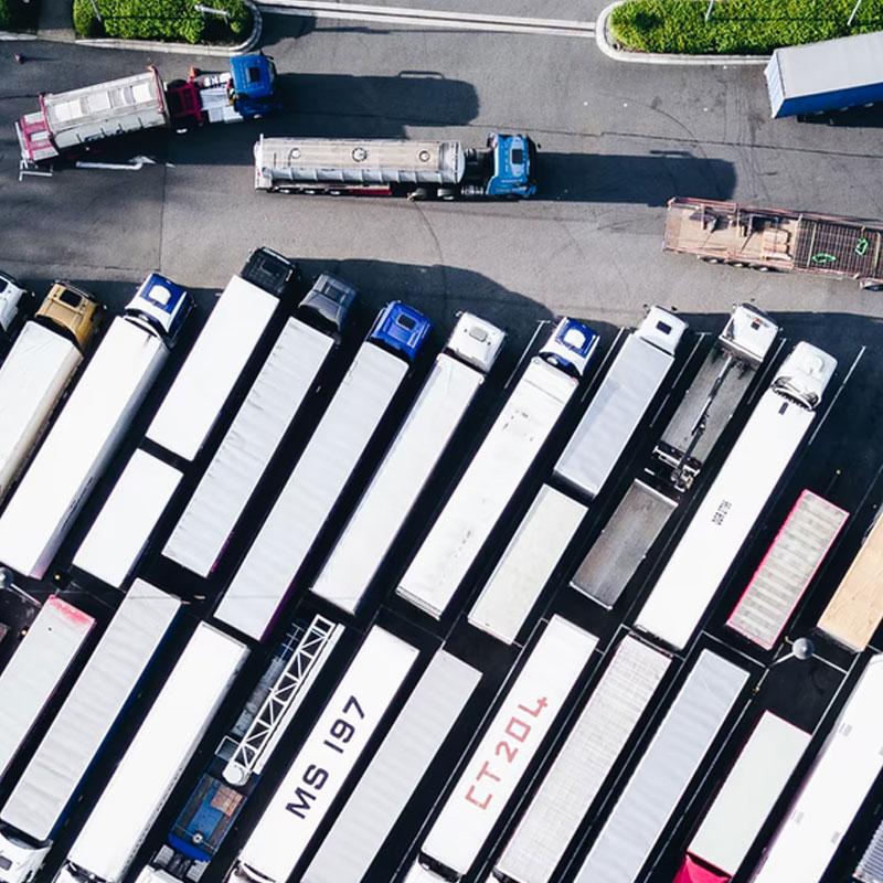 image of trucks from above